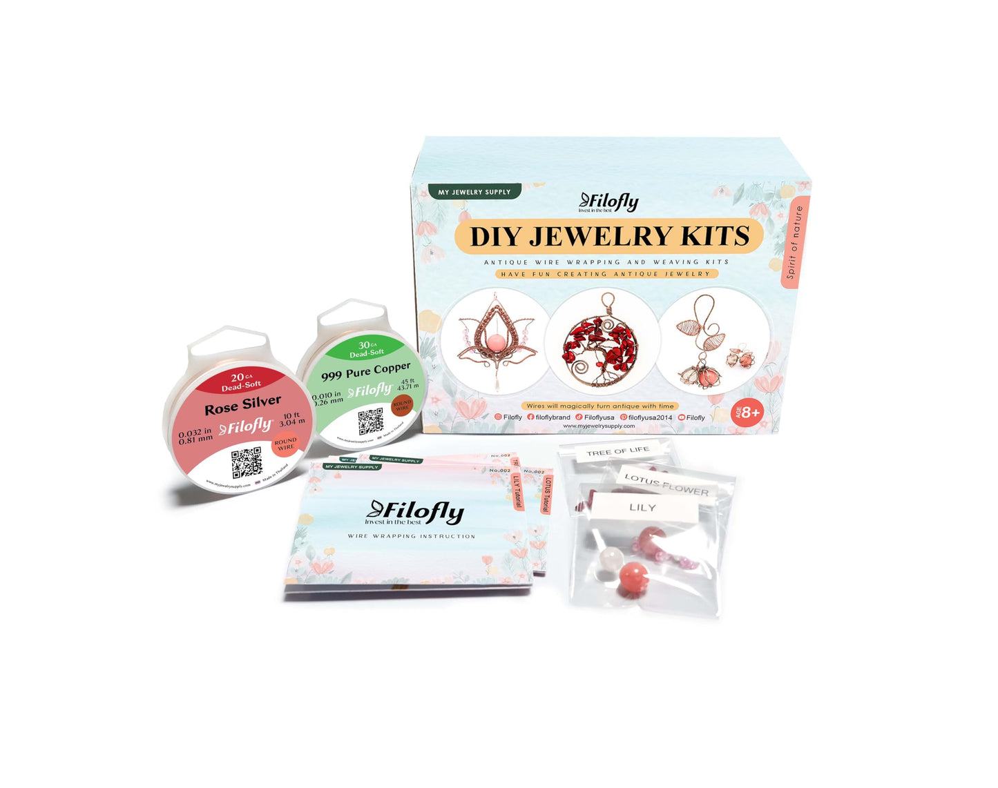 Filofly DIY Jewelry Kit 002, Spirit of Nature Make Your Own Wire Wrapping and Weaving Jewelry, Materials & Instructions Included Jewelry Making Gift, Pendant Tutorial (Spirit of Nature)