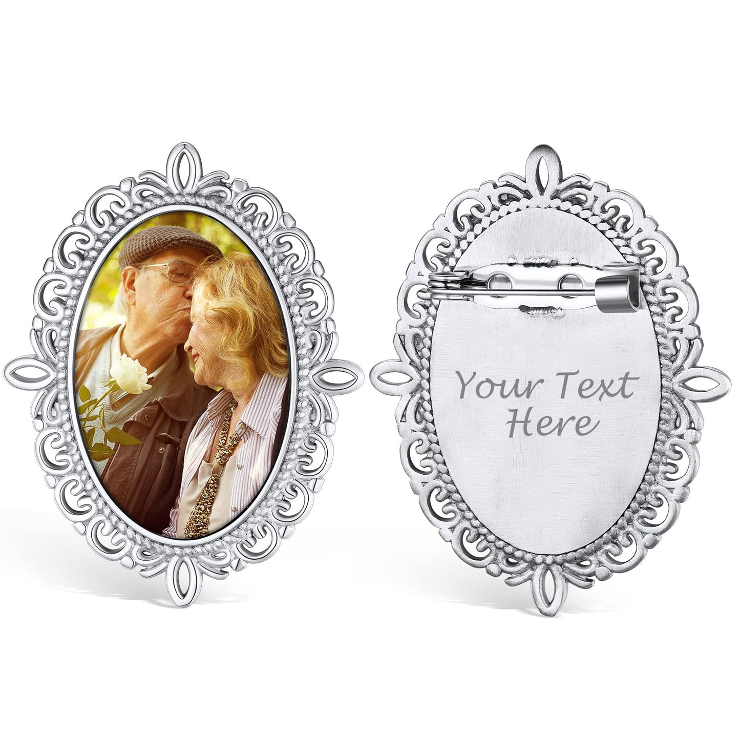 Custom4U Custom Photo Brooch Pin Picture Pins Customized Wedding Bouquet Charm Memorial Boutonniere Pin Memorial Gift for Women Men