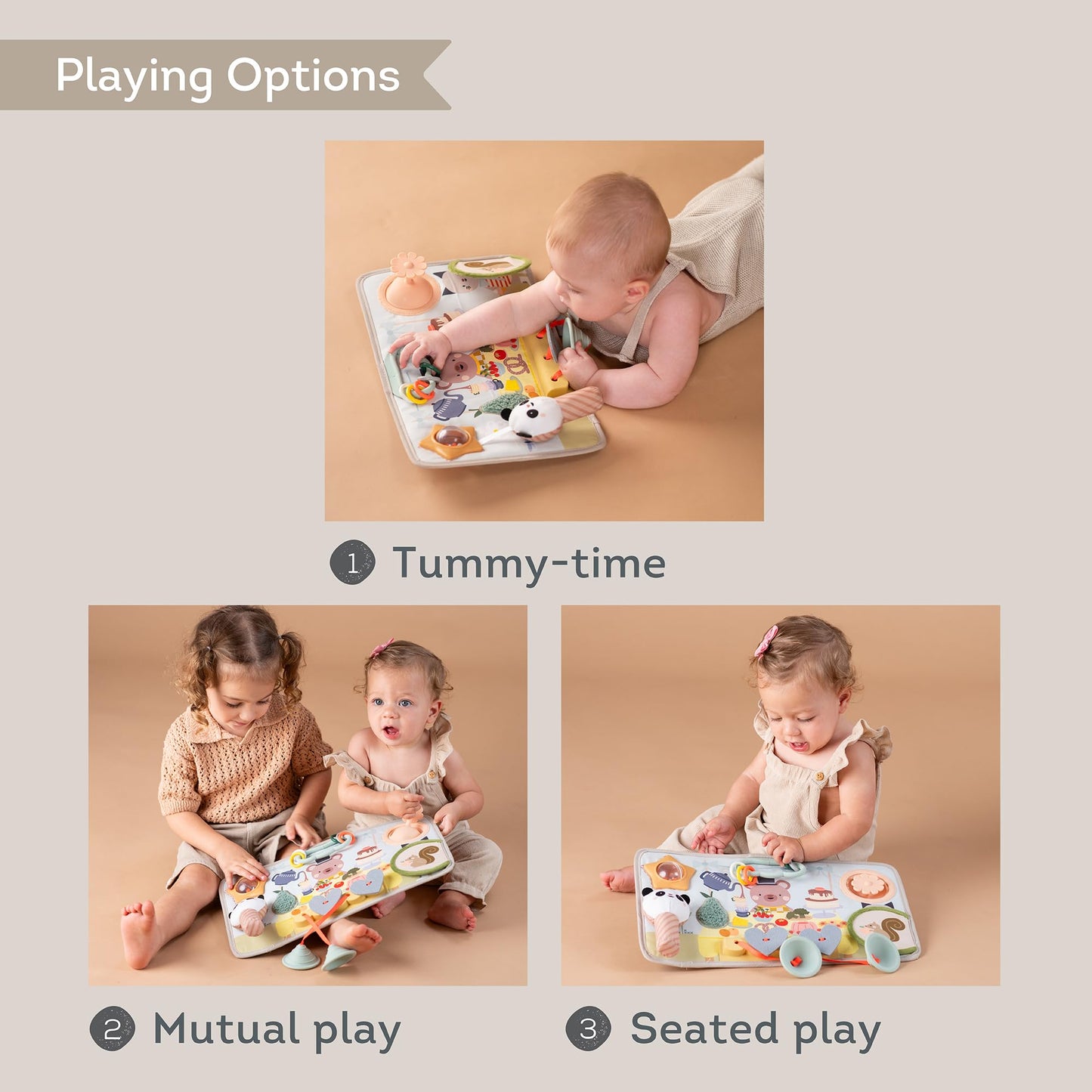 Taf Toys Play Station - 6 Months & up Multi-Sensory Montessori Busy Board for 1 Year Old - 12 Engaging Features: Silicone Pop Up, Peek-A-Boo, Mirror - Baby Busy Board - Travel Toys for Toddler 1-3