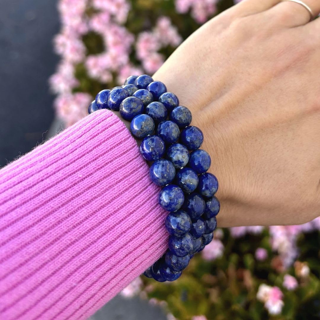 Adabele Real Natural Blue Lapis Lazuli Gemstone Beaded Bracelet 8.5 inch Stretch Chakra Healing Crystal Stone Jewelry Women Mom Gift GB8-D20