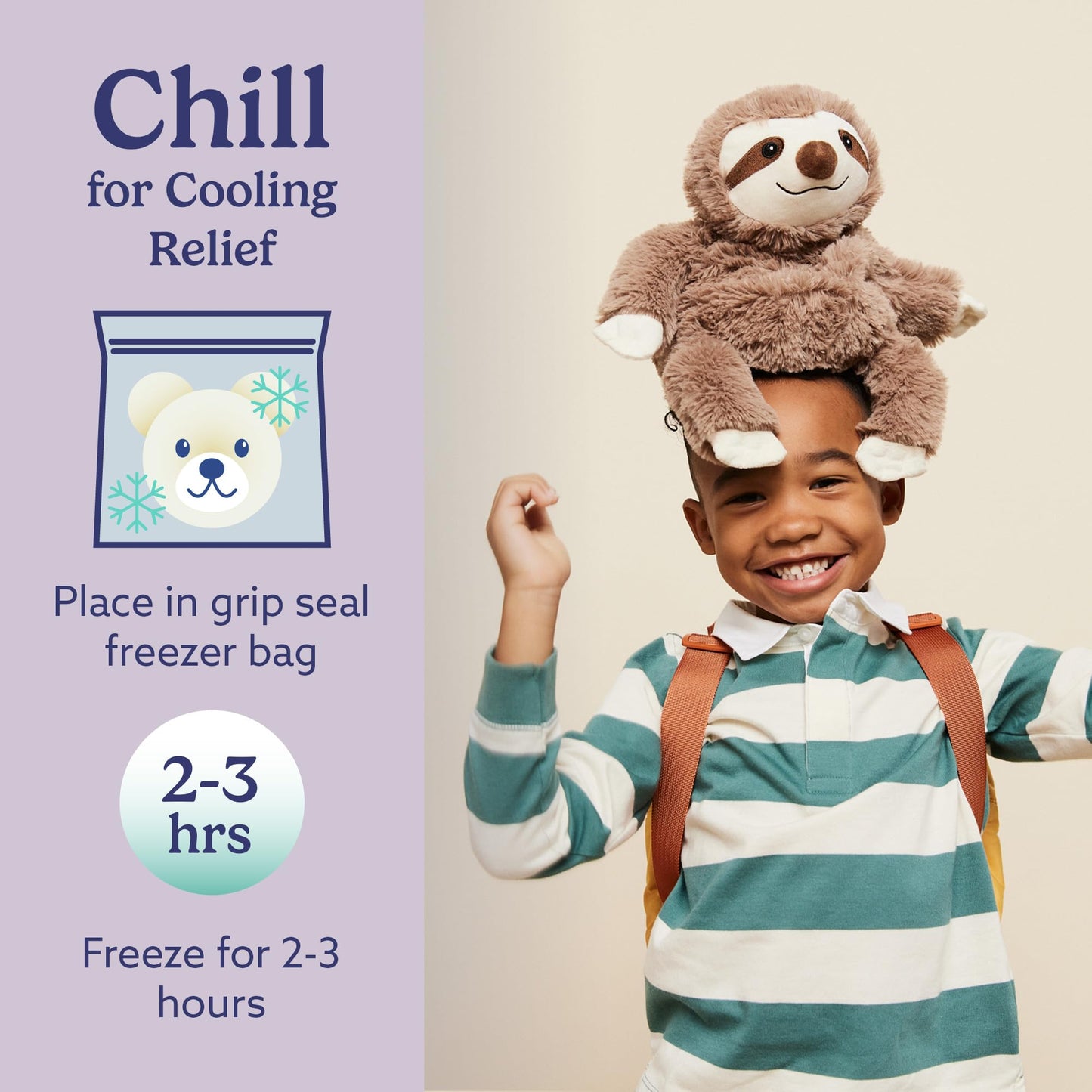 warmies Microwavable & Weighted Stuffed Animals, Sloth - Heated Stuffed Animal Plushie for Warmth & Comfort - Cute Soft Plush Toys for Boys, Girls, Babies & Toddlers