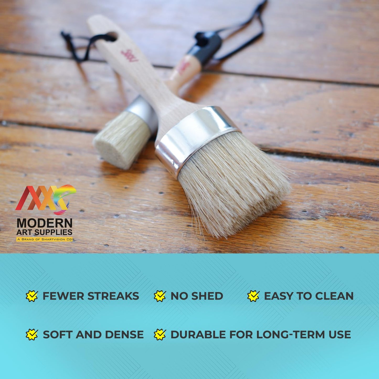 Chalk Paint Brushes for Furniture 5-Piece Set, Natural Bristle Round & Oval - 3 Small & 2 Large Wax Brushes (1-2.5"), for Painting, Stenciling, Waxing, Works with All Chalk Paints, Annie Sloan & Waxes