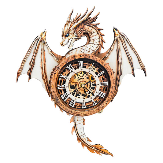 3D Wooden Puzzles for Adults – Dragon Clock 3D Puzzles Art and Craft Kits, Unique Shape Wood Clock for Adults, Handmade Model Building Kit DIY Hobbies, Gifts for Family, Wall Art Home Decor