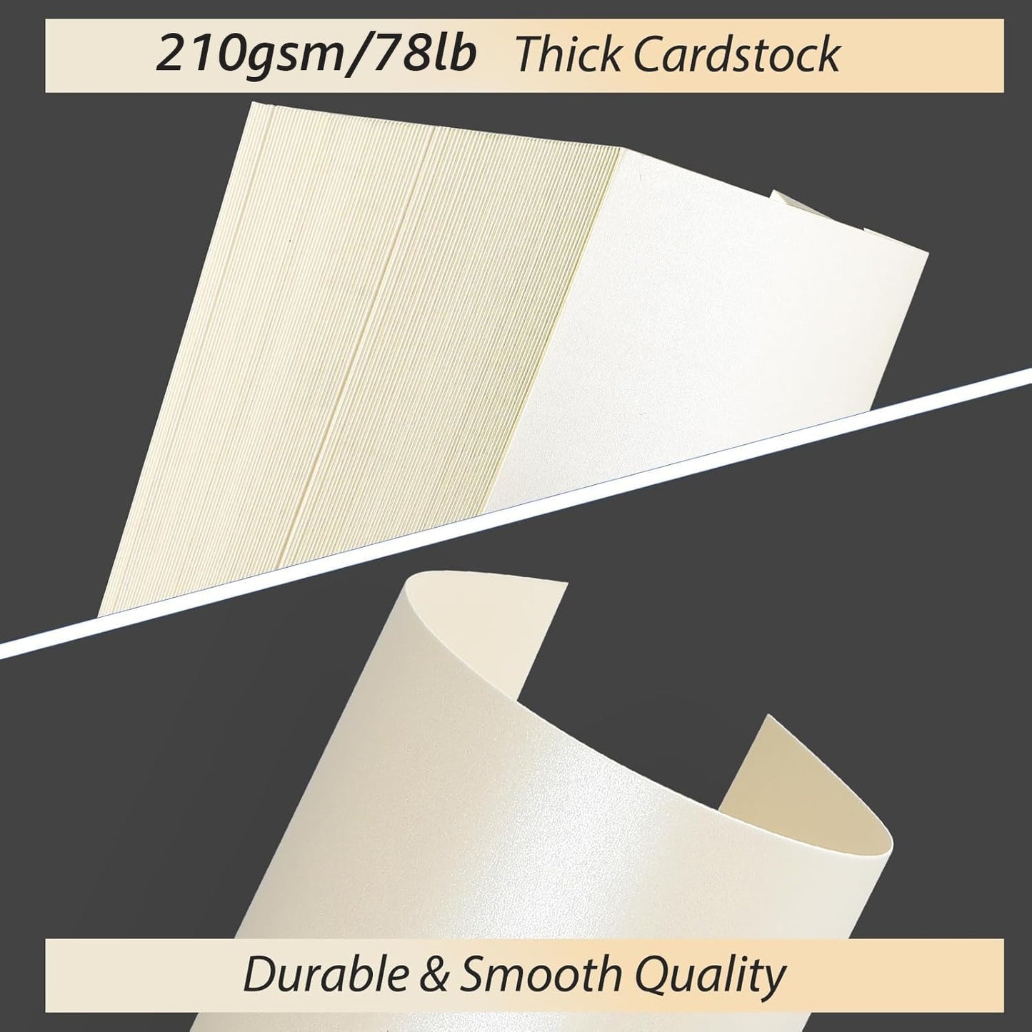 CreGear 100 Sheets Cream Shimmer Cardstock Printer Paper 8.5 x 11, 78lb/210gsm Glossy Card Stock, Premium Pearl Cardstock, Double Side Pearlescent Paper for DIY Craft, Christmas Card Making,Invitation