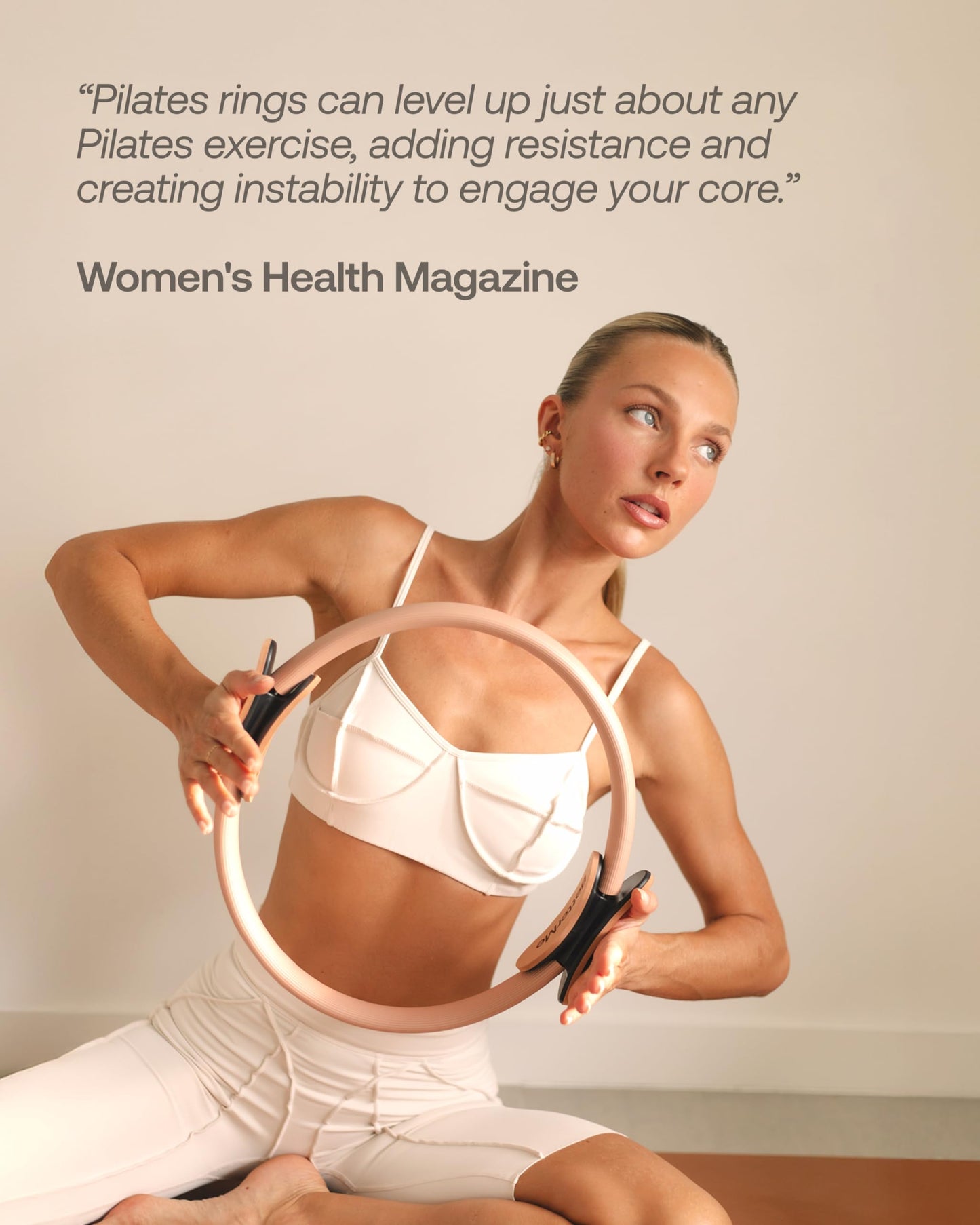 BetterMe Toning Pilates Ring – Magic Circle Pilates Ring for Strength & Flexibility – 15 Inch Fitness Ring for Home Pilates & Yoga Workouts (Ivory)