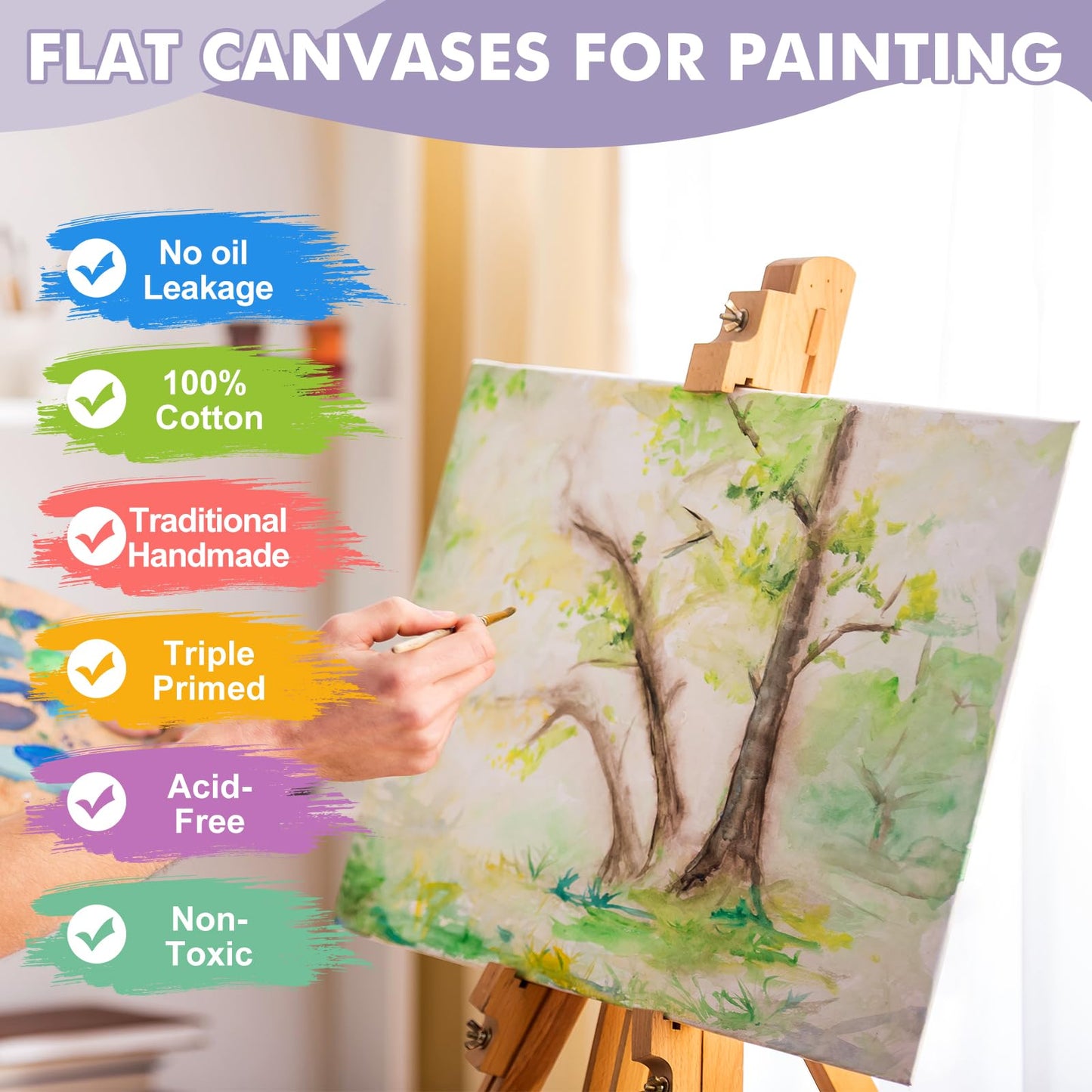 ESRICH Canvas Boards for Painting 12x16 Inch, 8 Pack Canvases for Painting Cotton Primed Acid Free Large Blank Canvas Panels for Oil Paint, Watercolor, Acrylic Paint, Gouache and Tempera.