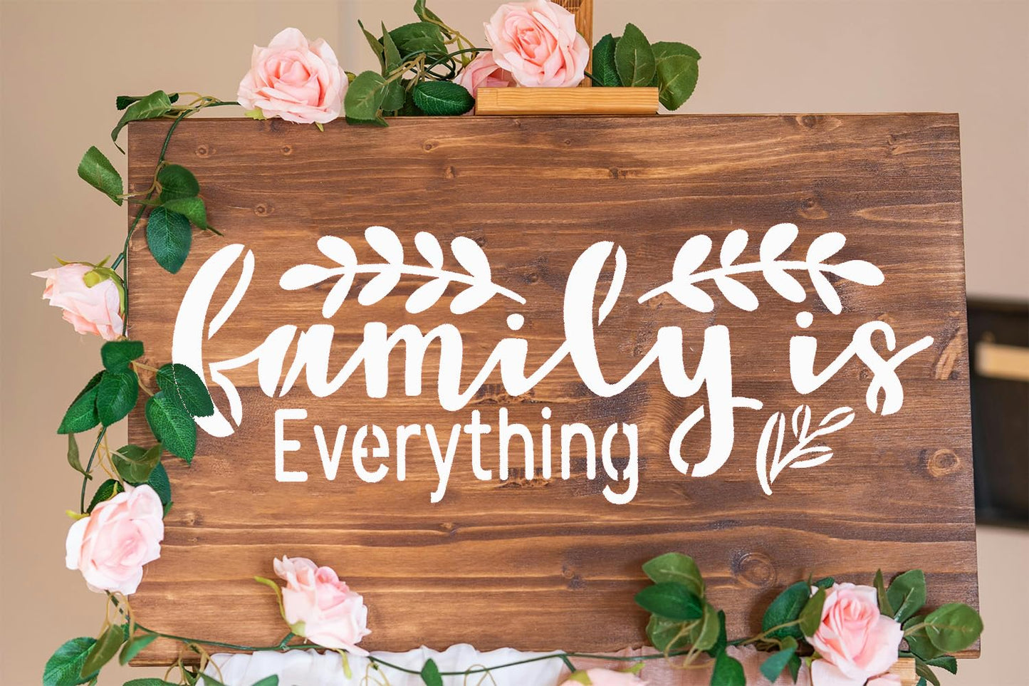 15PCS Reusable Farmhouse Word Stencils for Painting on Wood, Canvas, Fabric - Inspirational Art Craft Kit for Family, Furniture, Walls, and More - Create Welcome Signs, Shirts, and Cards