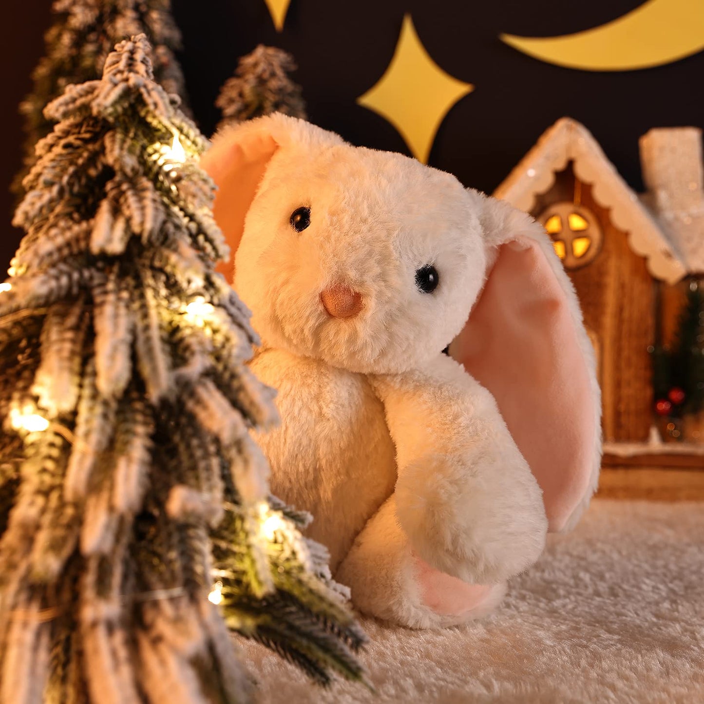 TCBunny Baby Bunny Bedtime Stuffed Animal Plush Toy Easter Stuffer Gifts for Girls, Boys, Kids 11" (White)