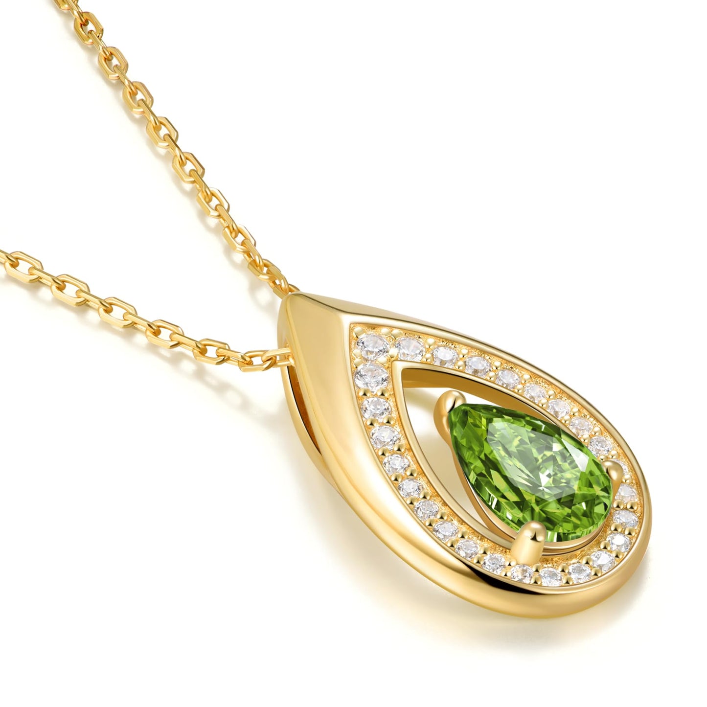 Kstyle 14k Gold Peridot August Birthstone Pendant Necklaces for Women Valentine's Day Birthday Gift Anniversary Jewelry for Wife Daughter Grandma Mom Sister Non Tarnish