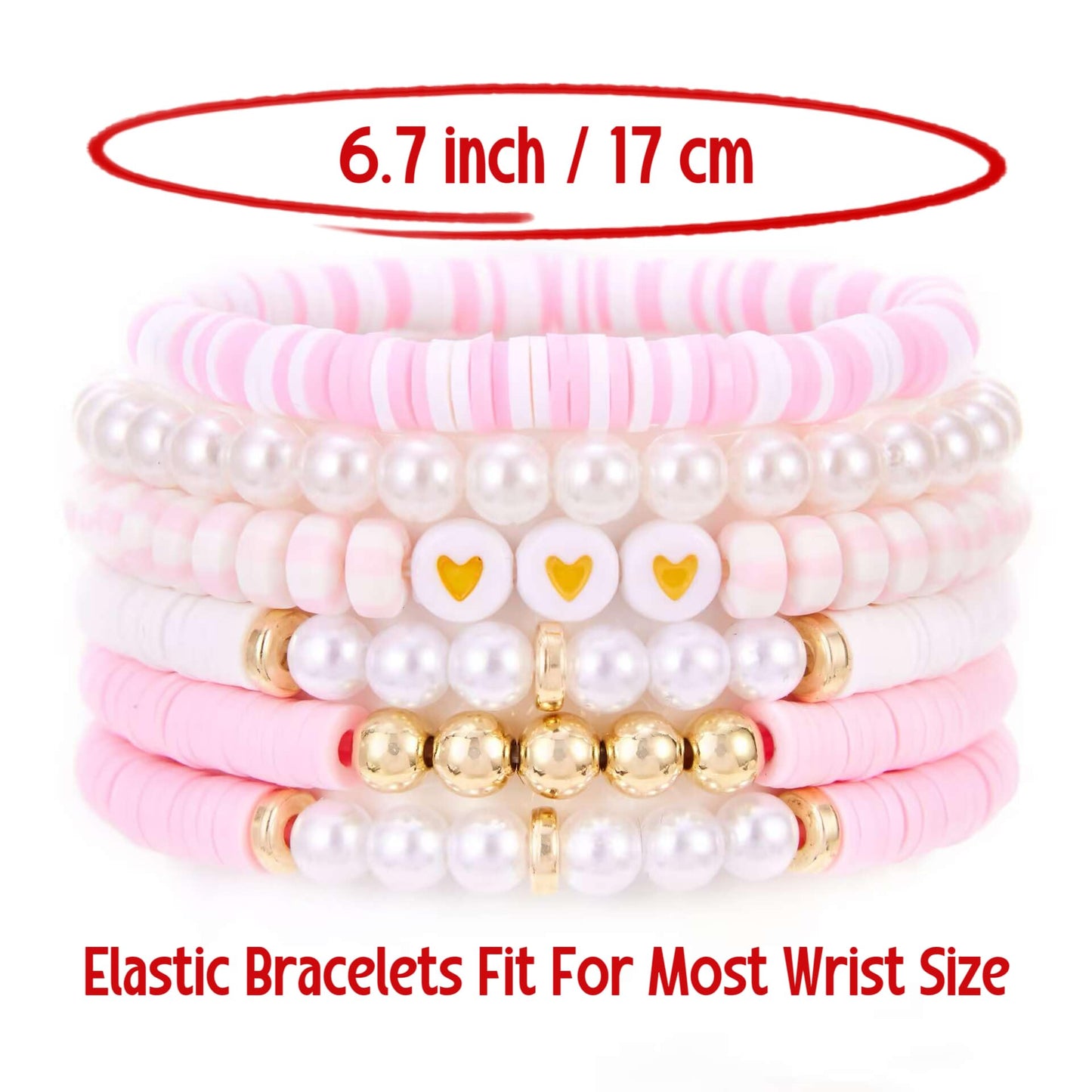 YEOSMINE Boho Heishi Clay Beaded Stretch Bracelets Stack For Women, Preppy Teens Friendship Gold Bracelets Cute Beach Surfer Accessories Bulk Set Trendy Fashion Jewelry