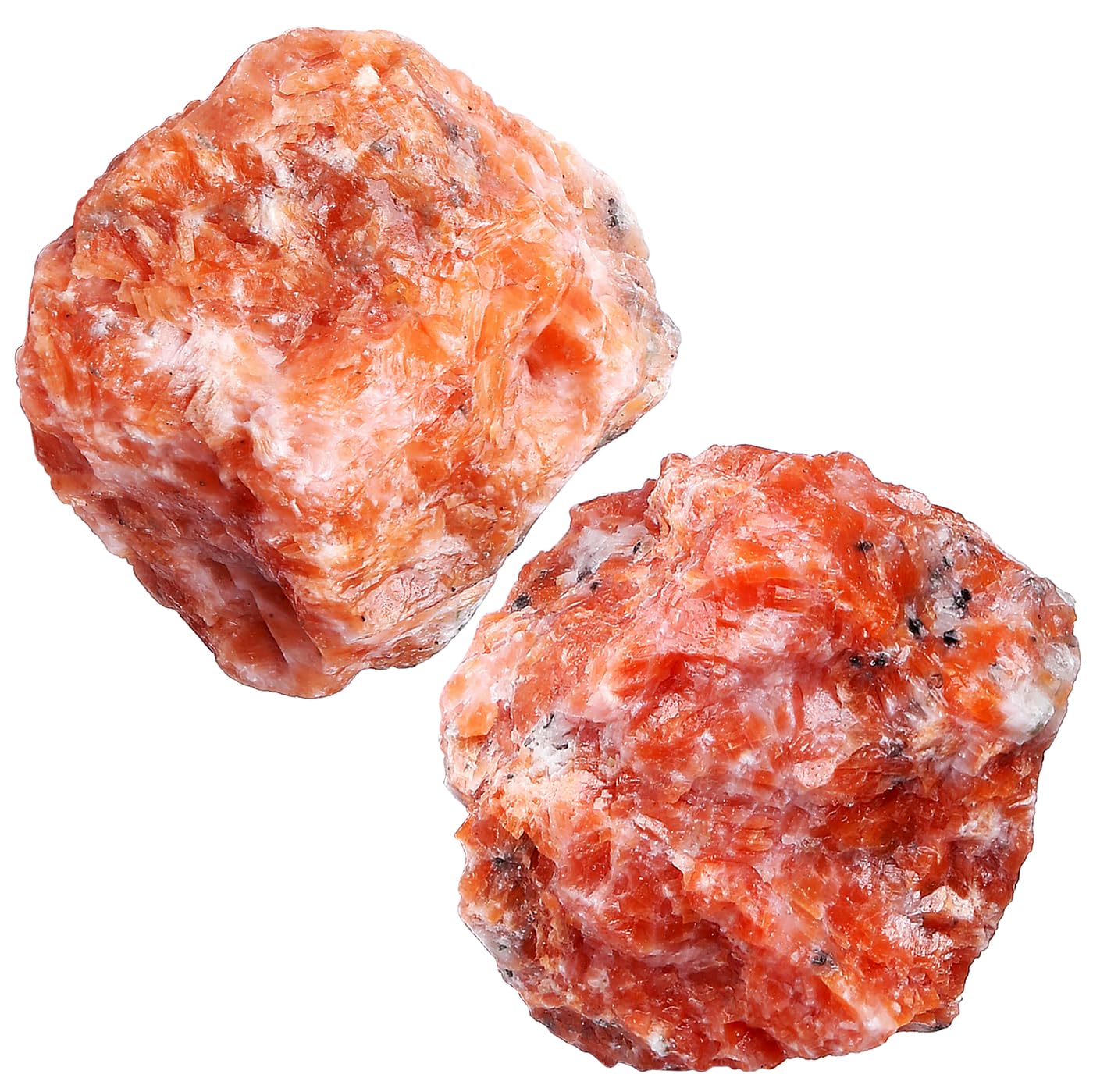 NUKAYAI 2 Pcs Sunstone 1.8-2.2" Large Raw Natural Crystals Healing Stones Rough Crystal Rock for Polishing Cabbing DIY Wrapping Decoration Wicca & Reiki Wire Sunstone Rocks Gfits
