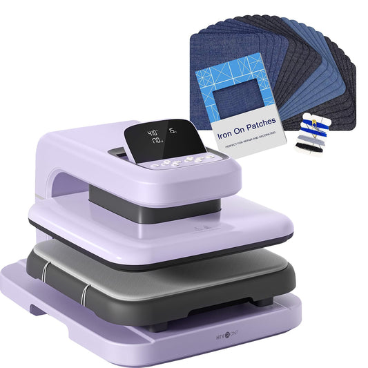 HTVRONT Automatic Heat Press 2 & 20 Pack Patches for Jeans Bundle - White Automatic Heat Press Machine 15" x 15" 110V + Iron on Patches for Clothes