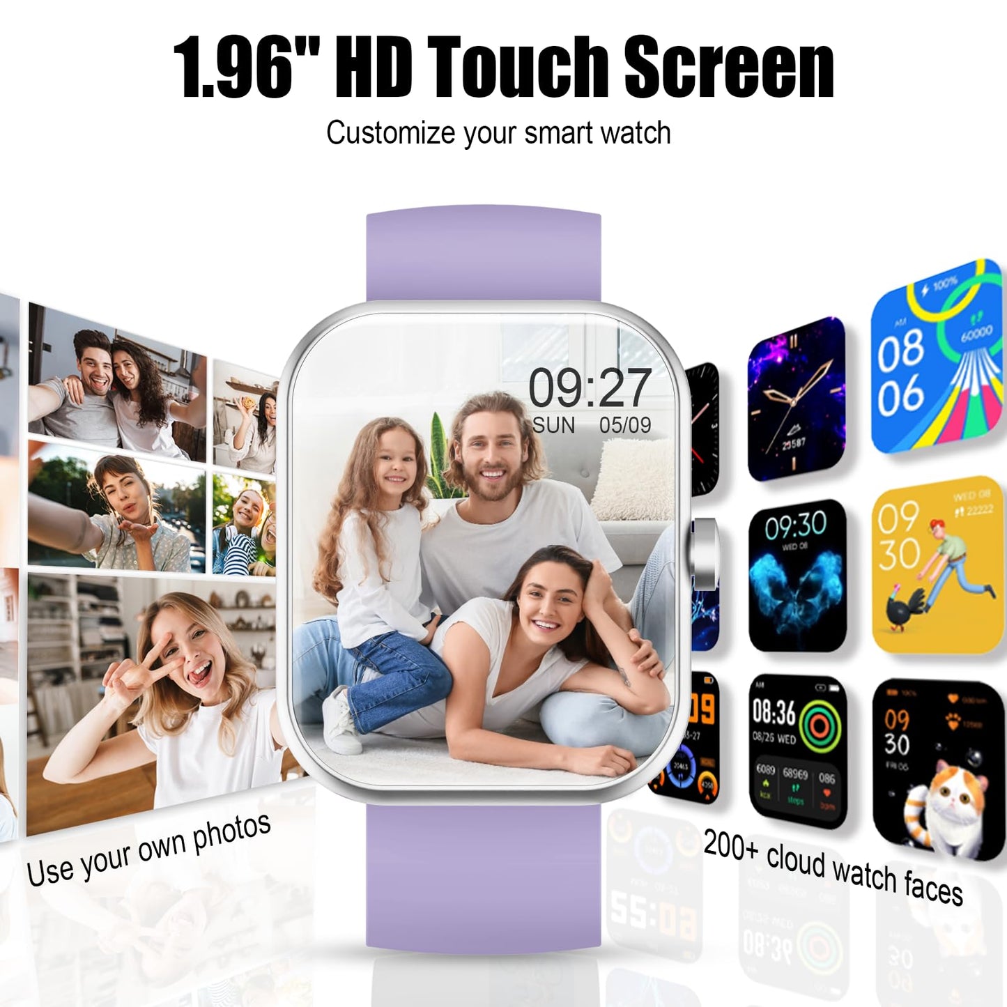 2026 Smart Watch for Men Women (Answer/Make Call), 1.96" HD Fitness Tracker Running Watch,IP68 Waterproof,Pedometer, Sleep/Step/Activity/Heart Rate Monitor,110+ Sport Mode Smartwatch for Android Phone