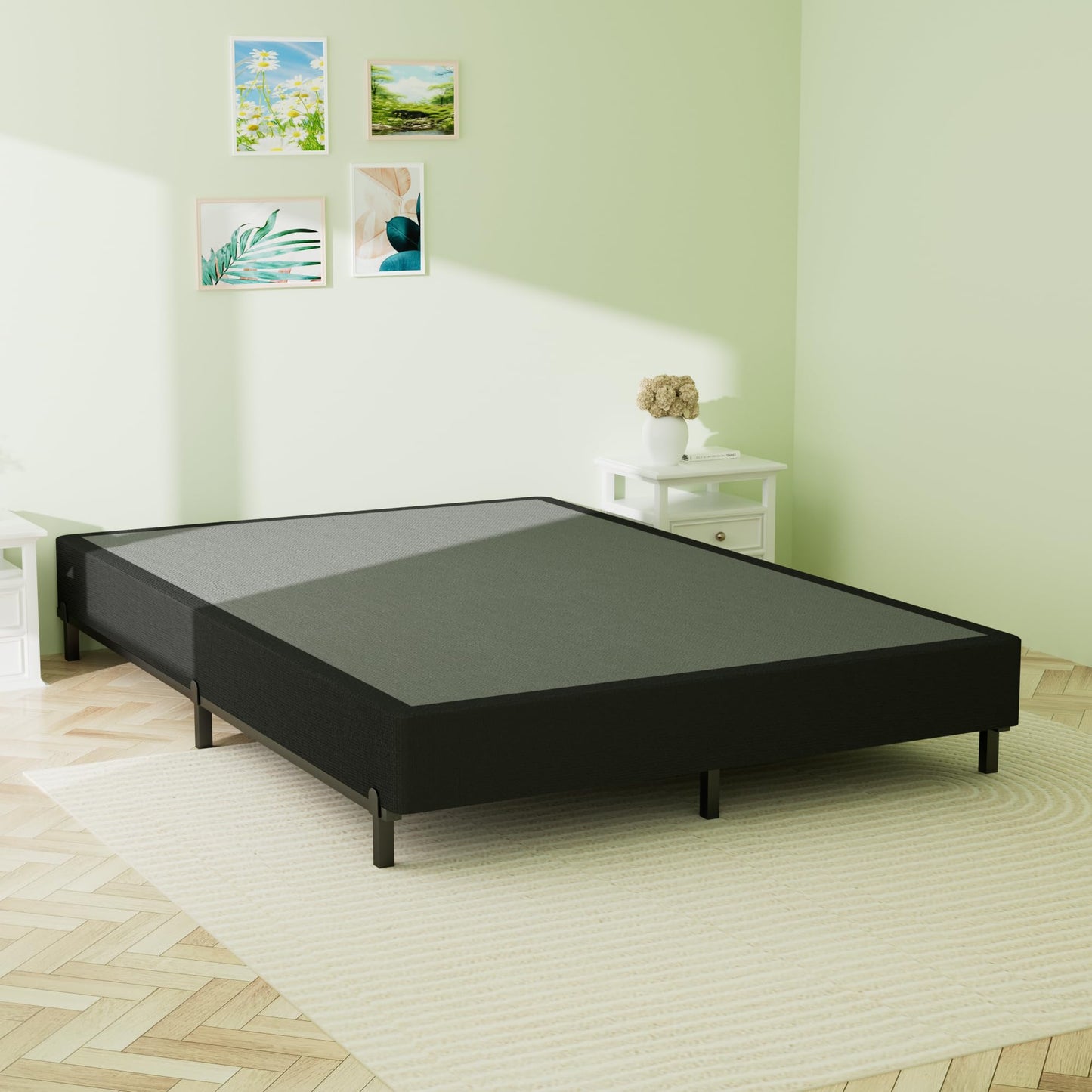 Superay Full Box Spring, 5 inch Box Spring for Full Bed, Heavy Duty Metal Bed Frame with Fabric Cover, 3000lbs Max Weight Capacity Bed Base Mattress Foundation, Easy Assembly, Noise Free, Black