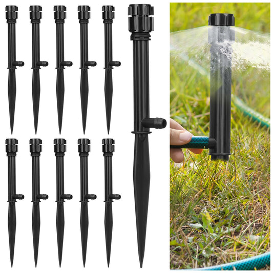 Geelin 12 Set 360° Sprinkler Heads with 11.8 Inch Stake Adjustable Flow Irrigation Spray Emitters for 1/2 Inch Irrigation Tubing for Tree, Shrubs, Garden Watering System(Style 1)