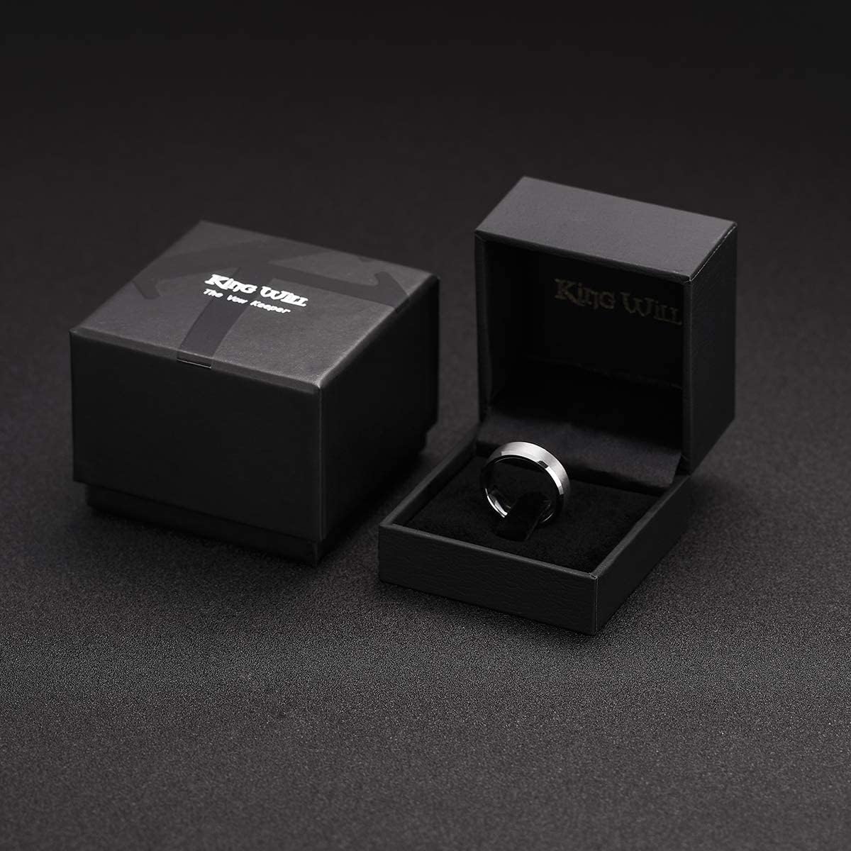 King Will 6mm Men's Silver Wedding Ring - Brushed Matte Surface, Beveled Polished Edge, Comfort Fit Size6