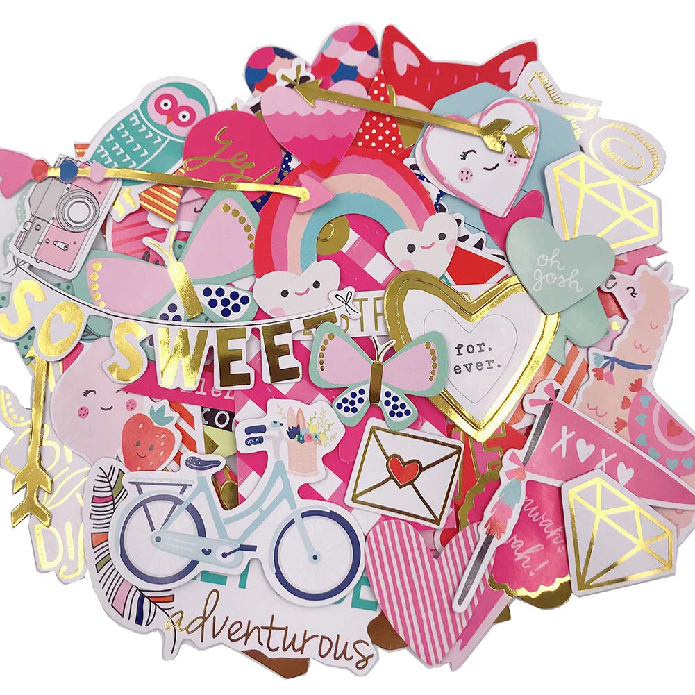 Scrapbook Stickers,80pcs Cardstock Stickers Love Stickers Decorative Masking Stickers for Personalize Laptop Scrapbook Daily Planner and Crafts