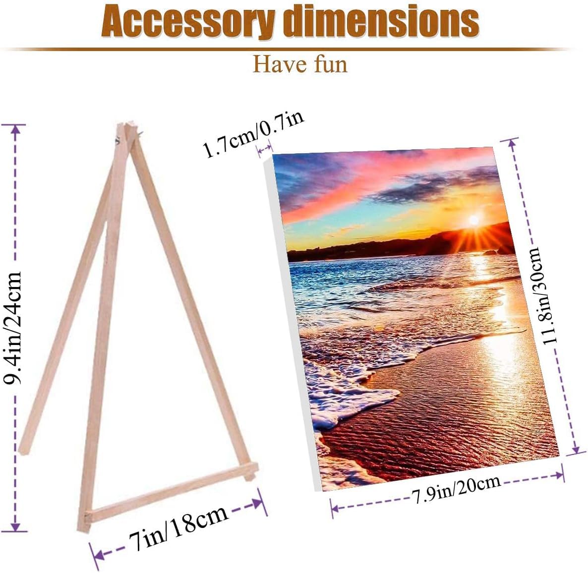 4 Pack Paint by Numbers Kit for Adults Framed Canvas - with Wooden Easel,Adults' Paint-by-Number Kits Beach Sunset Leisure Chair DIY Acrylic Landscape Oil Painting Kits Arts Crafts 7.8x11.8inch