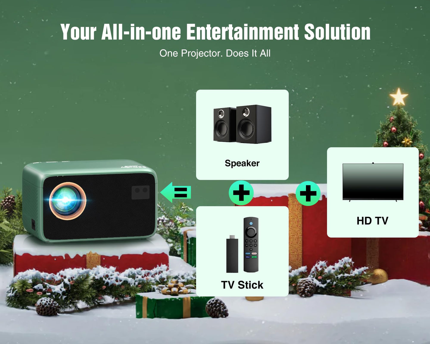 TMY 4K Projector with WiFi Bluetooth, Compatible with Netflix/Prime Video/YouTube, Outdoor Portable Home Theater Movie Projector, Smart Mini Projector for Indoor Outdoor Movies, Gaming and Camping
