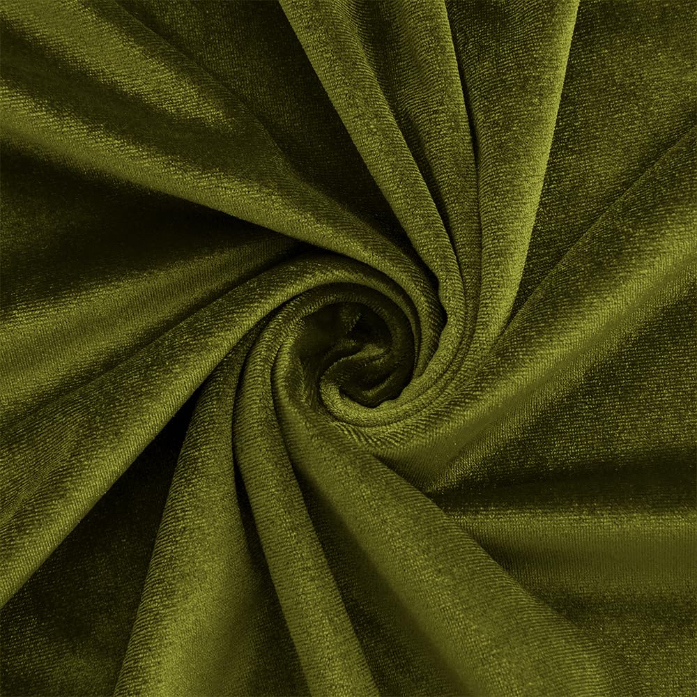 Light Olive Green Velvet Fabric by The Yard, 60" Wide Soft Stretchy Velveteen Fabric, 5 Yards Velvet Material for Upholstery Sofa Chair Cover DIY Sewing Costume Craft Curtain