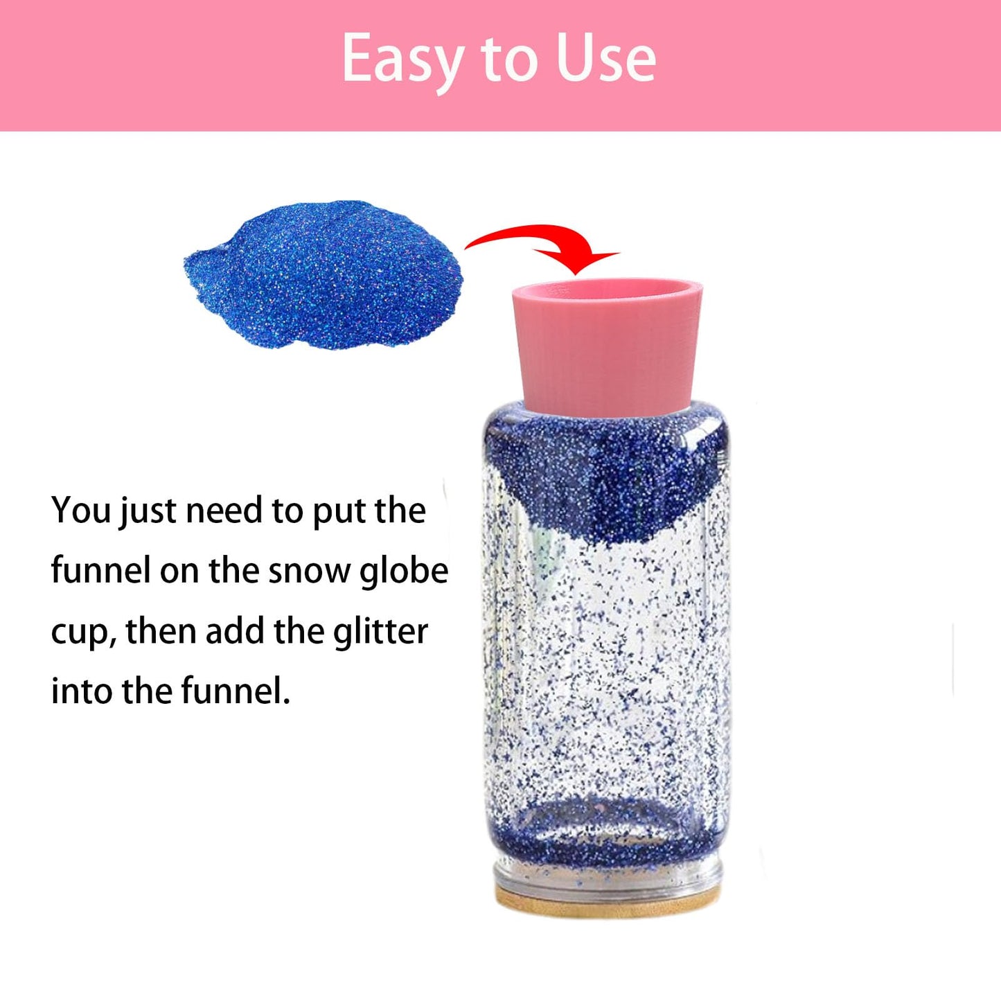 SPANSEE Glitter Funnel for Snow Globe Tumblers, Funnel for Adding Glitter to Snowglobe Cups, DIY Glitter Cup Making Tools (Cups not Included)