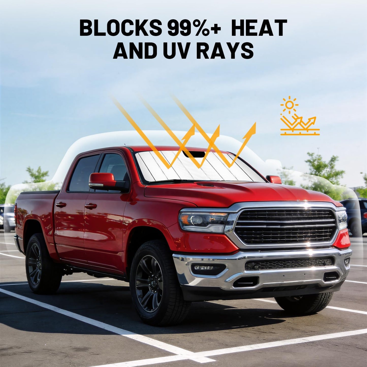 Zaqmru Full Window Sunshades Compatible with Dodge RAM 1500 2019-2026 Sunshade for Car Windshield Side Rear Window Truck Privacy Window Covers (Silver 6PCS)