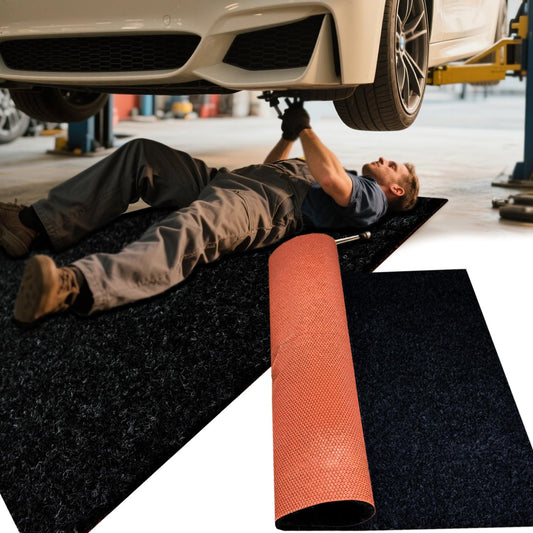 Garage Floor Mat Thick 1/3", 98" x 79" Heavy Duty Rubber Oil Spill Mat for Driveway Outdoor, Absorbs Grease Water Leak-Resistant Containment Protector Carpet for Auto Shop Under Car, Black