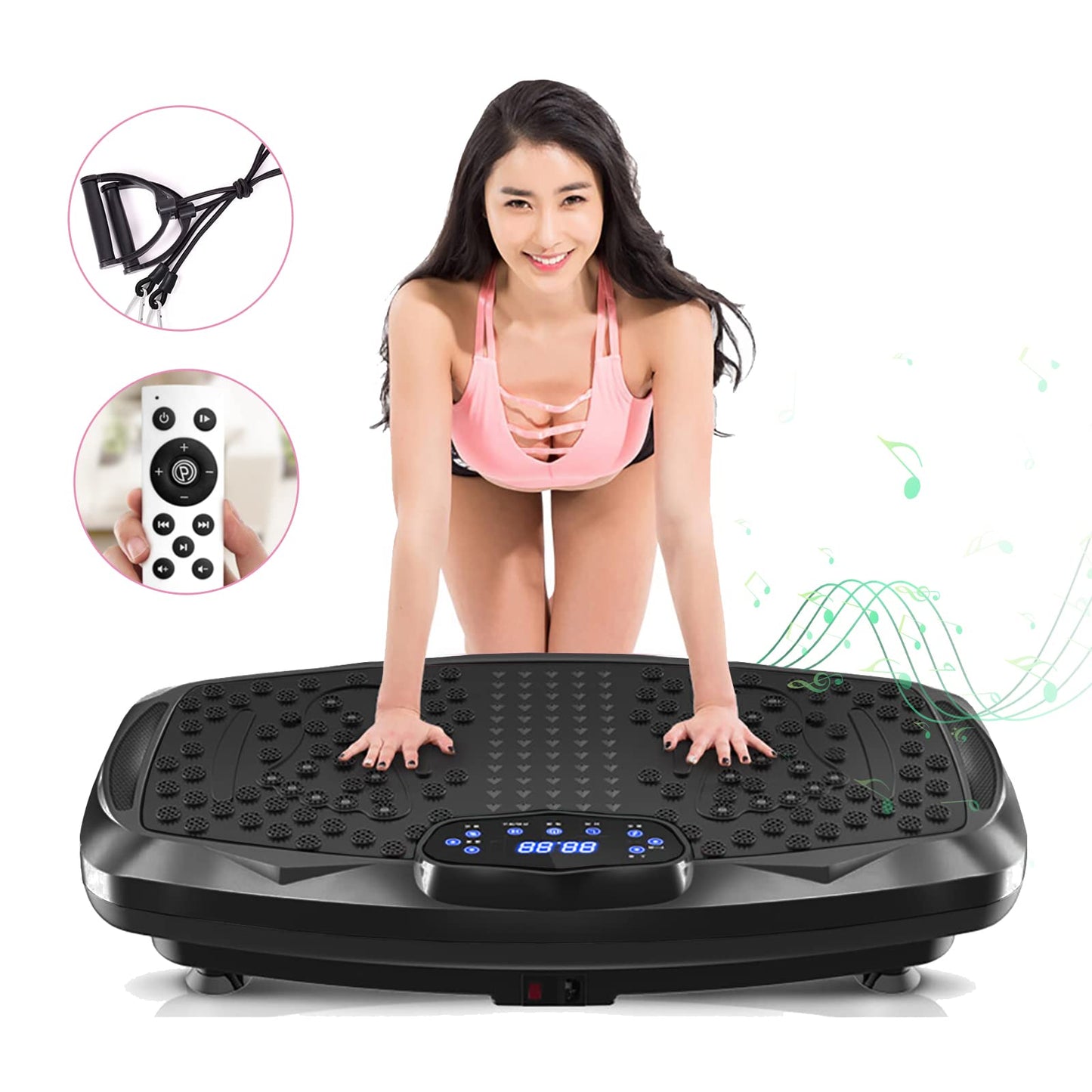 NIMTO Vibration Plate Exercise Machine Whole Body Workout Vibration Fitness Platform for Home Fitness & Weight Loss + BT + Remote, 99 Levels (Black)