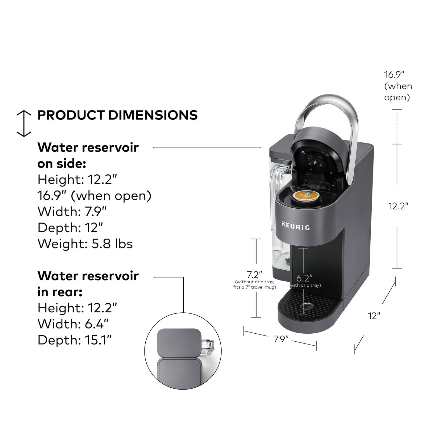 Keurig K-Supreme SMART Single Serve Coffee Maker With Wifi Compatibility, 4 Brew Sizes, And 66oz Removable Reservoir, Compatible with Alexa, Gray