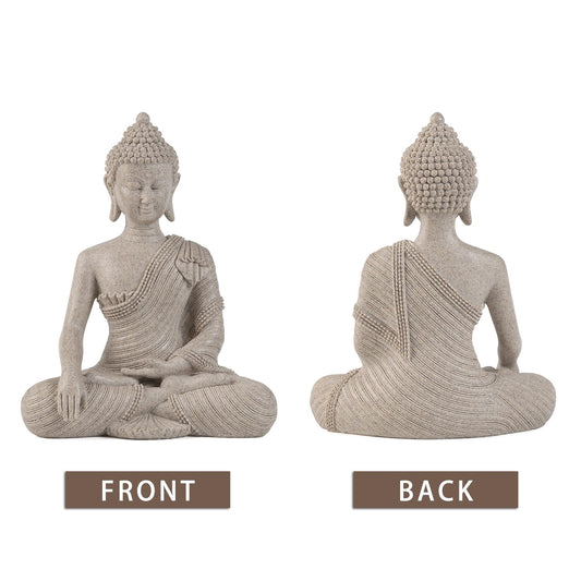 Buddha Statue for Home Decor Beige White-Buddha Statue Large for Spiritual 10.2''-Buddha Decor for Living Room-Buddha Statues for Zen Decor –Indoor Buddha Gift for Shrine , Meditation or Relaxation