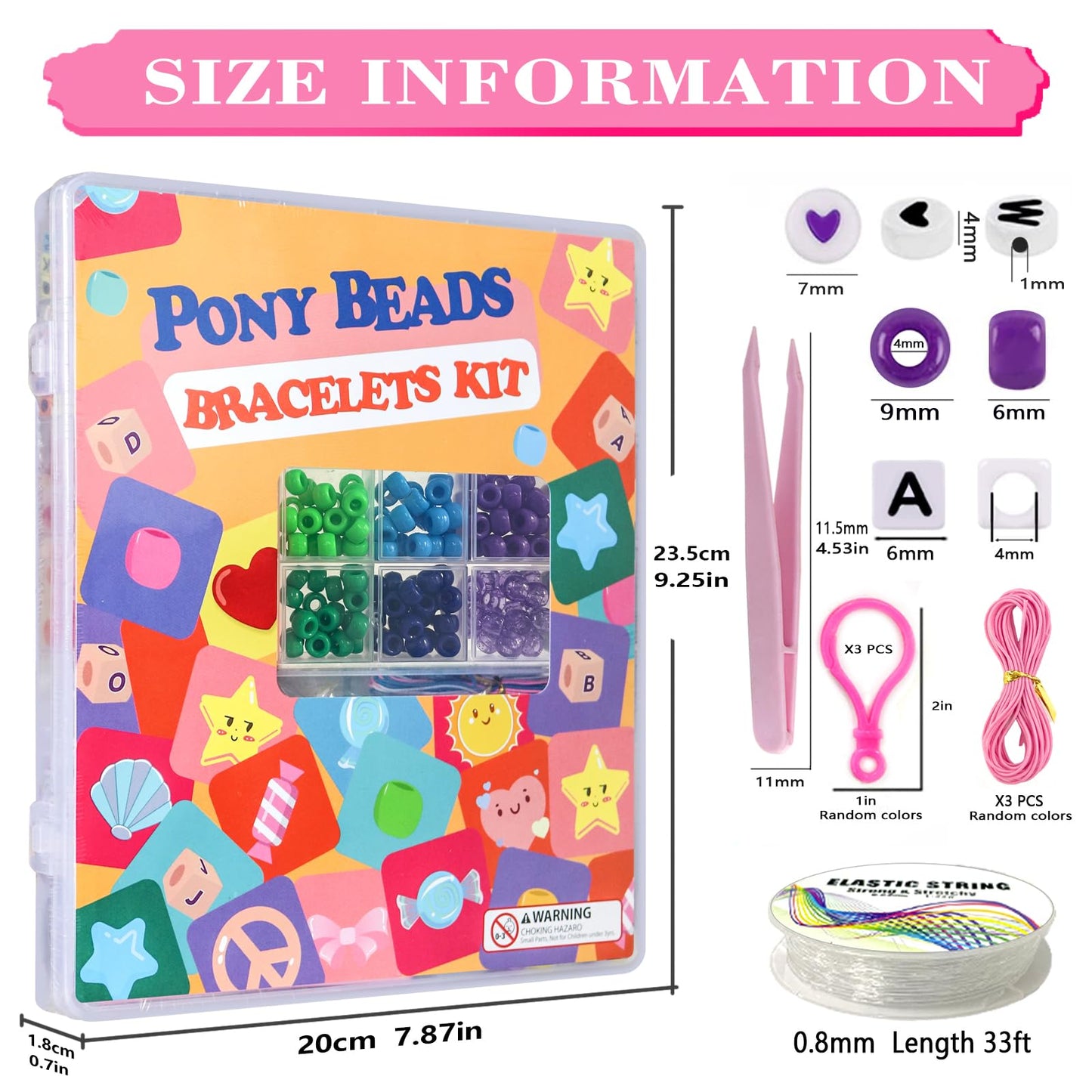 LIS HEGENSA Pony Beads Bulk,Kandi Beads for Necklace Jewelry Making Hair Braiding,Bracelets Making Kits,Hair Bead,Bracelet Plastic Bead for Crafts Braids Girls(24 Color,1000PCS)