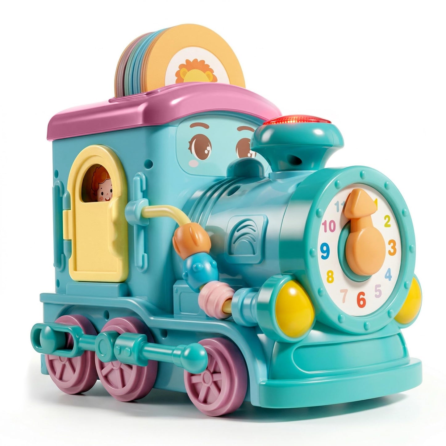 Gleesfun 1909B Musical Learning Train Toys, Toddlers Toys for 6-36 Months, Bump & Go 360° Rotation Electric Sensory Toy with English & Spanish Learning Cards, Educational Toys for Boys Girls Gift