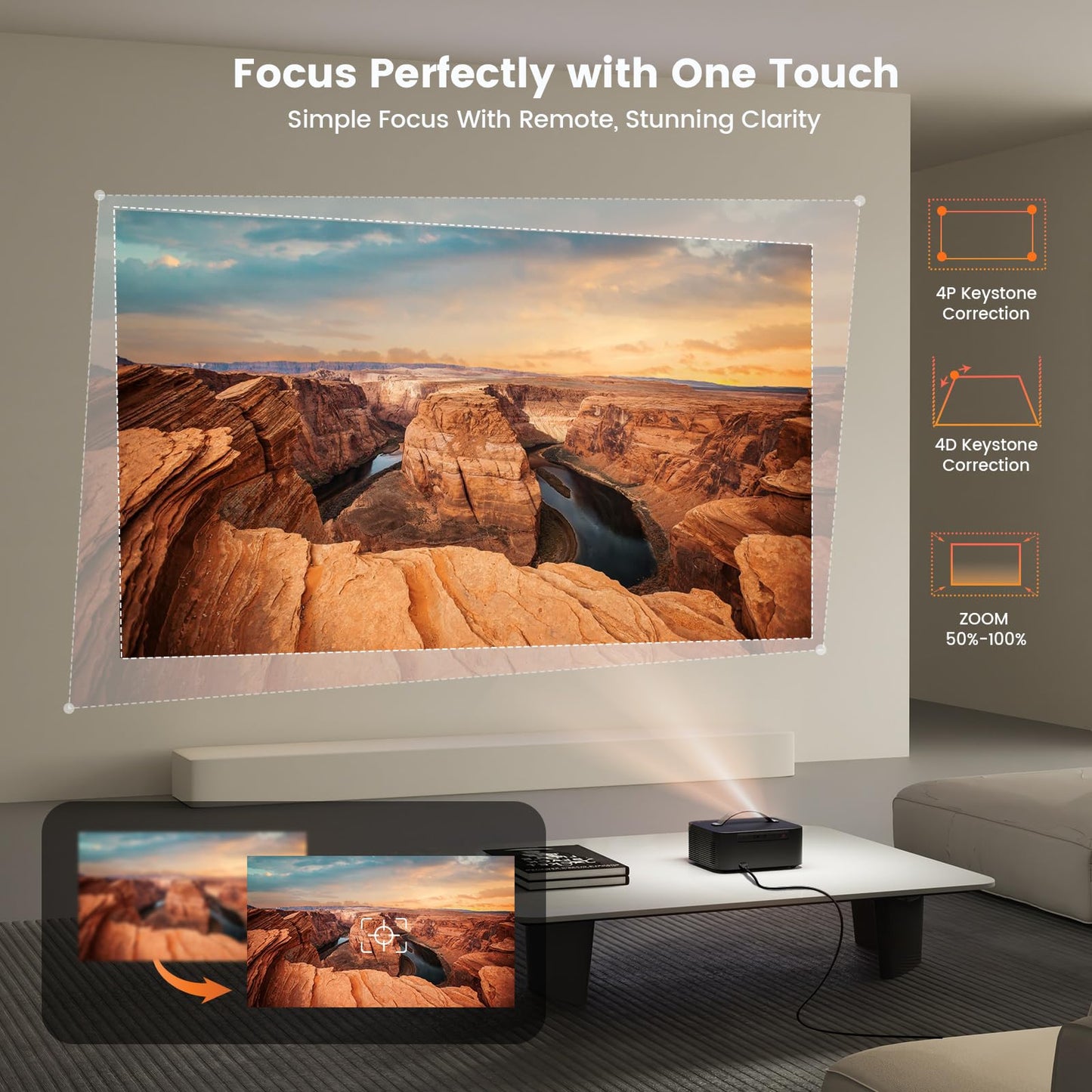 [Official Licensed APPs/1500 ANSI] Outdoor-Projector-4K with Wifi6 and Bluetooth, Smart TV OS & DoIby Audio, Portable Projector with YouTube/PrimeVideo, ONOAYO 1080P Proyector with 300 ''Display