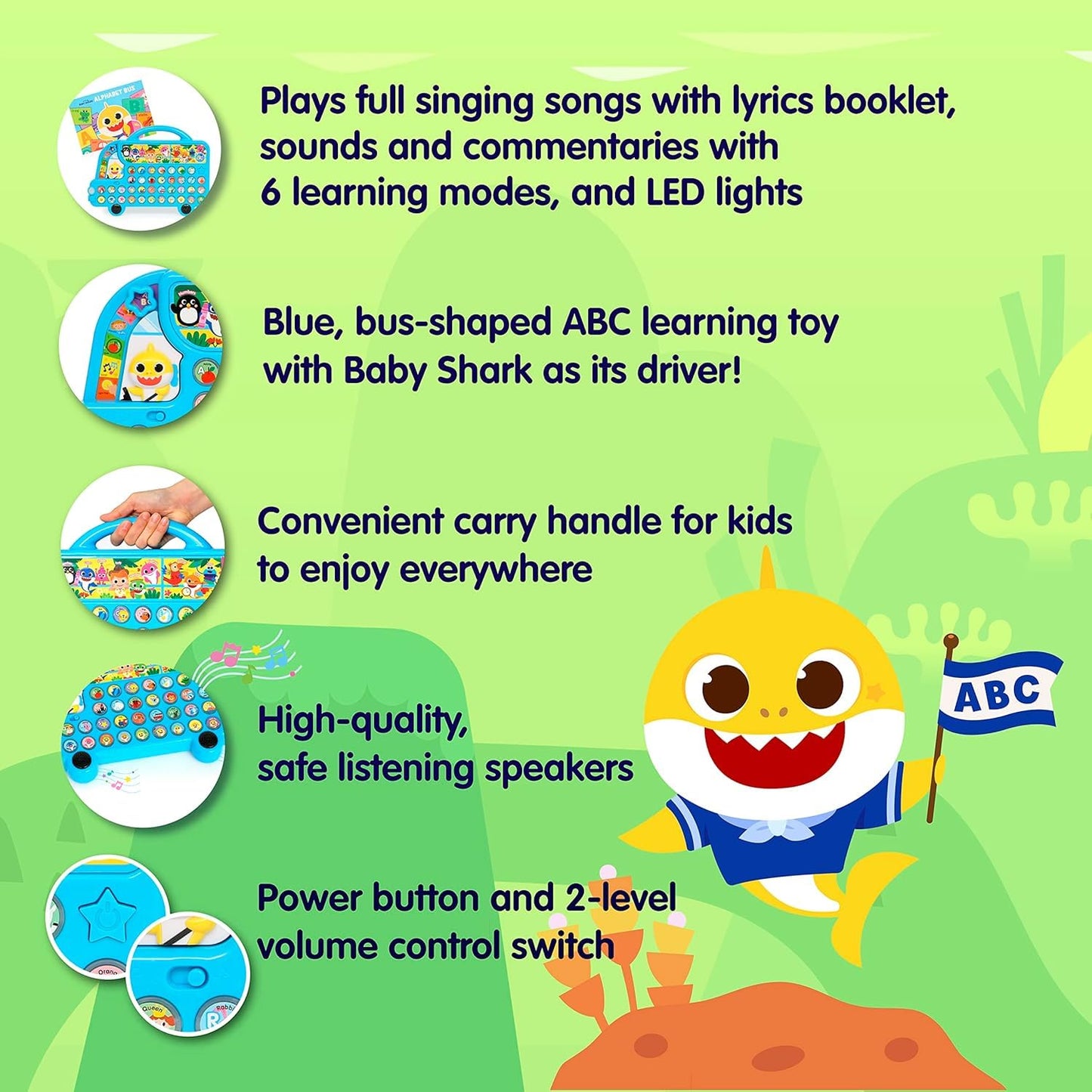 Pinkfong Baby Shark ABC Alphabet Bus (2nd Edition) Sound Pad | Premium Interactive Electronic Toy, Music Pad | Learning & Education Toys, Gifts for Kids and Toddlers