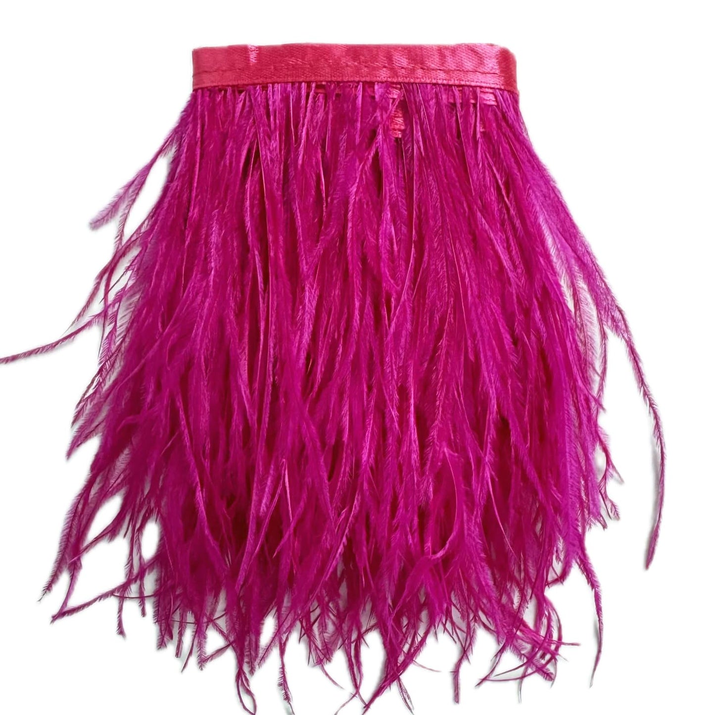 Happy feather 2 Yards 5-6inch Pink Ostrich Feathers Trim Fringe for DIY Dress Sewing Crafts Costumes Decoration-Fuchisa
