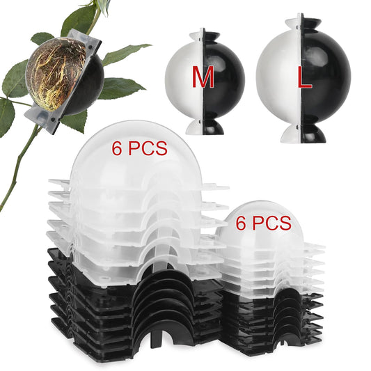 NVAAV Tree Root Growing Box, Air Layering Pods Propagation Kit, Reusable Half Transparent Plants Asexual Reproduction Grafting Ball for Fast Propagation Plants (6pcs Meidum + 6pcs Large)