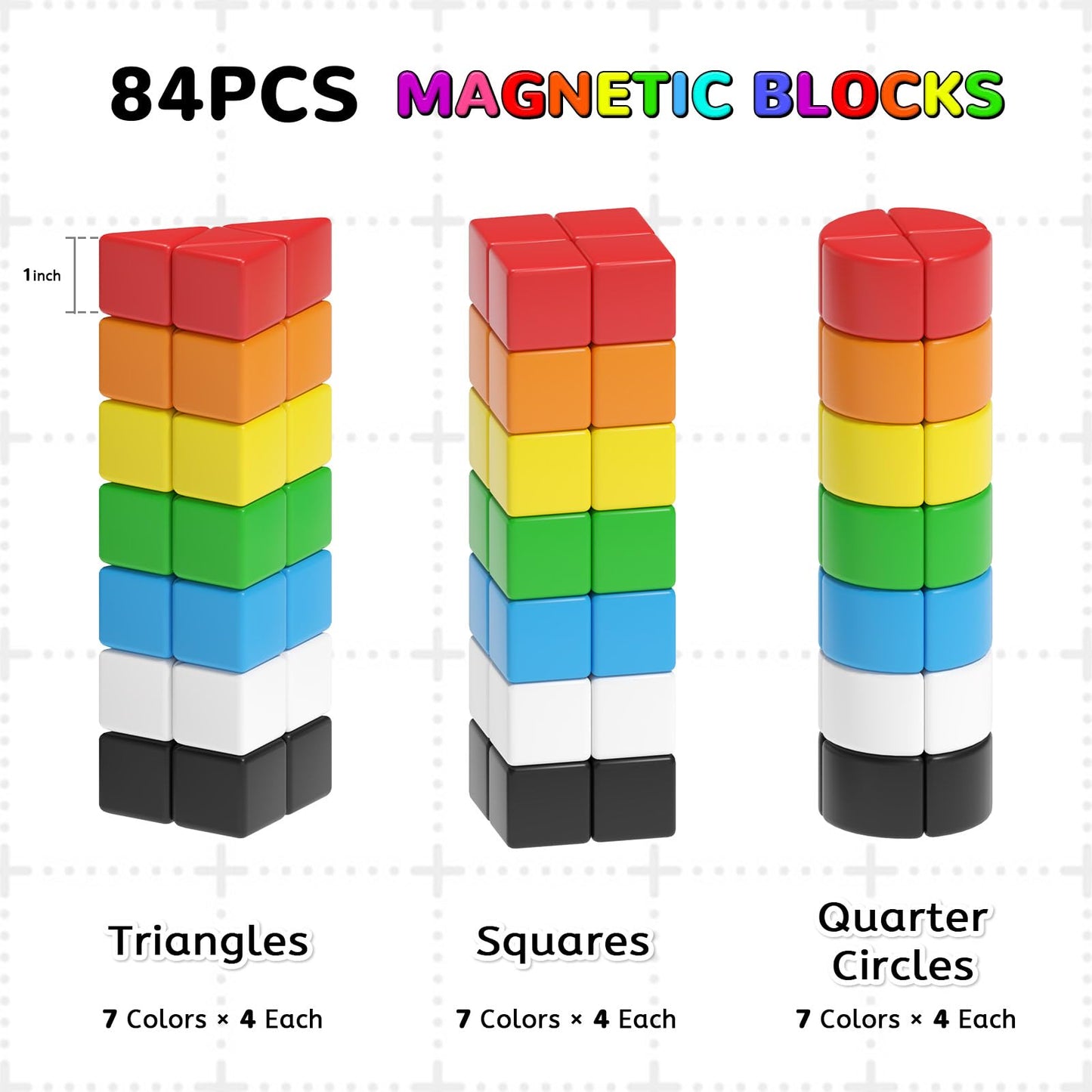 Hiwawind 84pcs Magnetic Blocks,Toys for 3 Year Old Boys & Girls, Sensory Toys for Kids with Autism, STEM Preschool Montessori Toys for Toddlers 3-5, Christmas Toys Birthday Gifts for Grandkids
