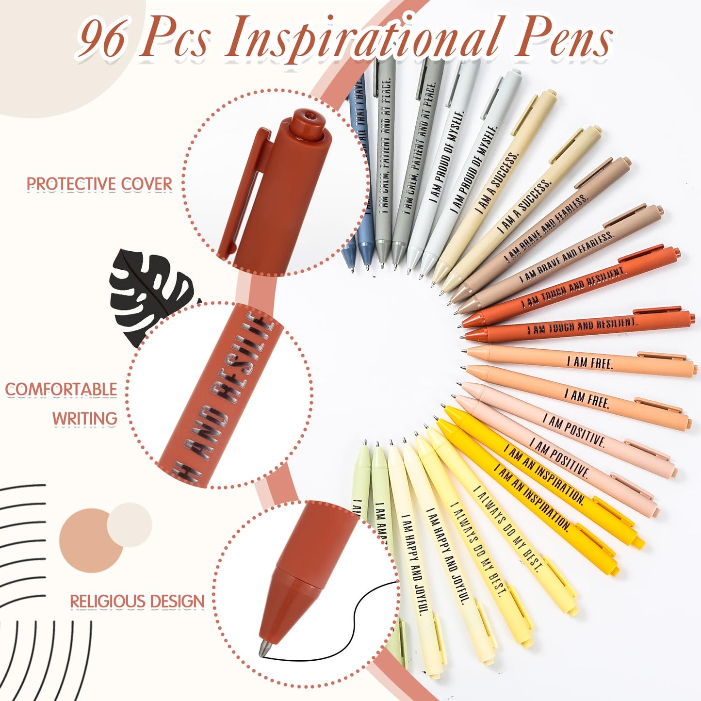 Mooliwe 96 Set/192 Pcs Positive Affirmation Gift Set Gratitude Notebooks with Pens Small Bags Motivational Encouragement Notepads Daily Affirmations Journal for Women Stress Relief Self Care (Rainbow)