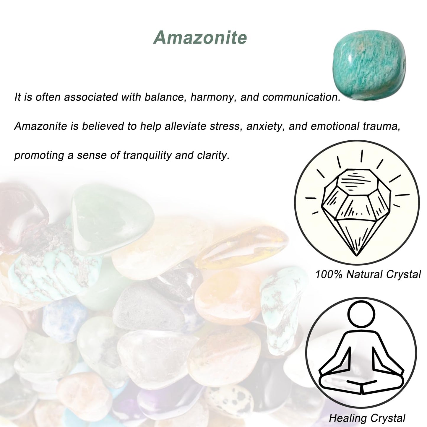 Erliway Amazonite Healing Crystal Stones, 1.25-2.0" Large Reiki Healing Gemstones Natural Tumbled Polished Stones for Energy Witchcraft Therapy Meditation