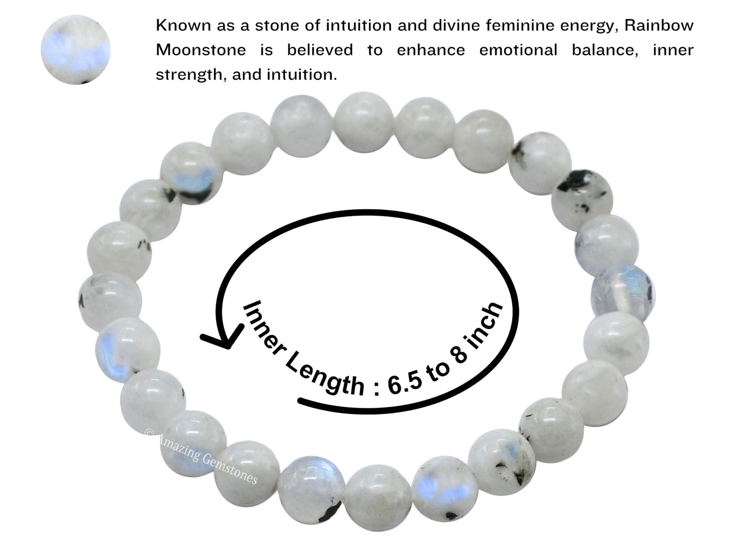Amazing Gemstone Crystal Bracelet for Women Men's Gifts - Protection Healing Crystal Bracelet - 8mm Gemstone Beaded Stretchable Bracelet Pulseras Para Hombres Mujer Stocking Stuffers Mothers Day Gift (Rainbow Moonstone)