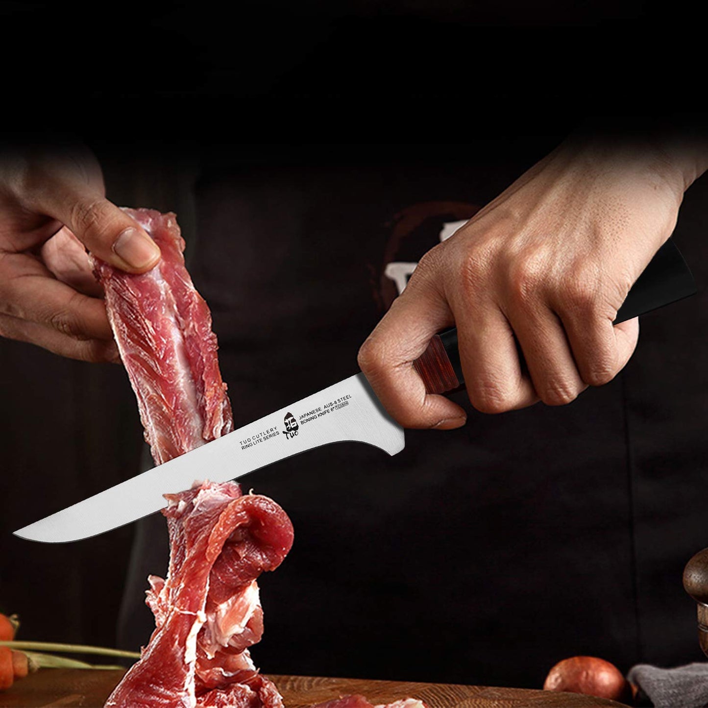 TUO Boning Chef Knife 6 inch Fillet Knife Flexible Kitchen Knife for Fish Chicken and Poultry Cooking Knives, AUS-8 Stainless Steel with Ergonomic Handle Gift Box, Ring Lite Series
