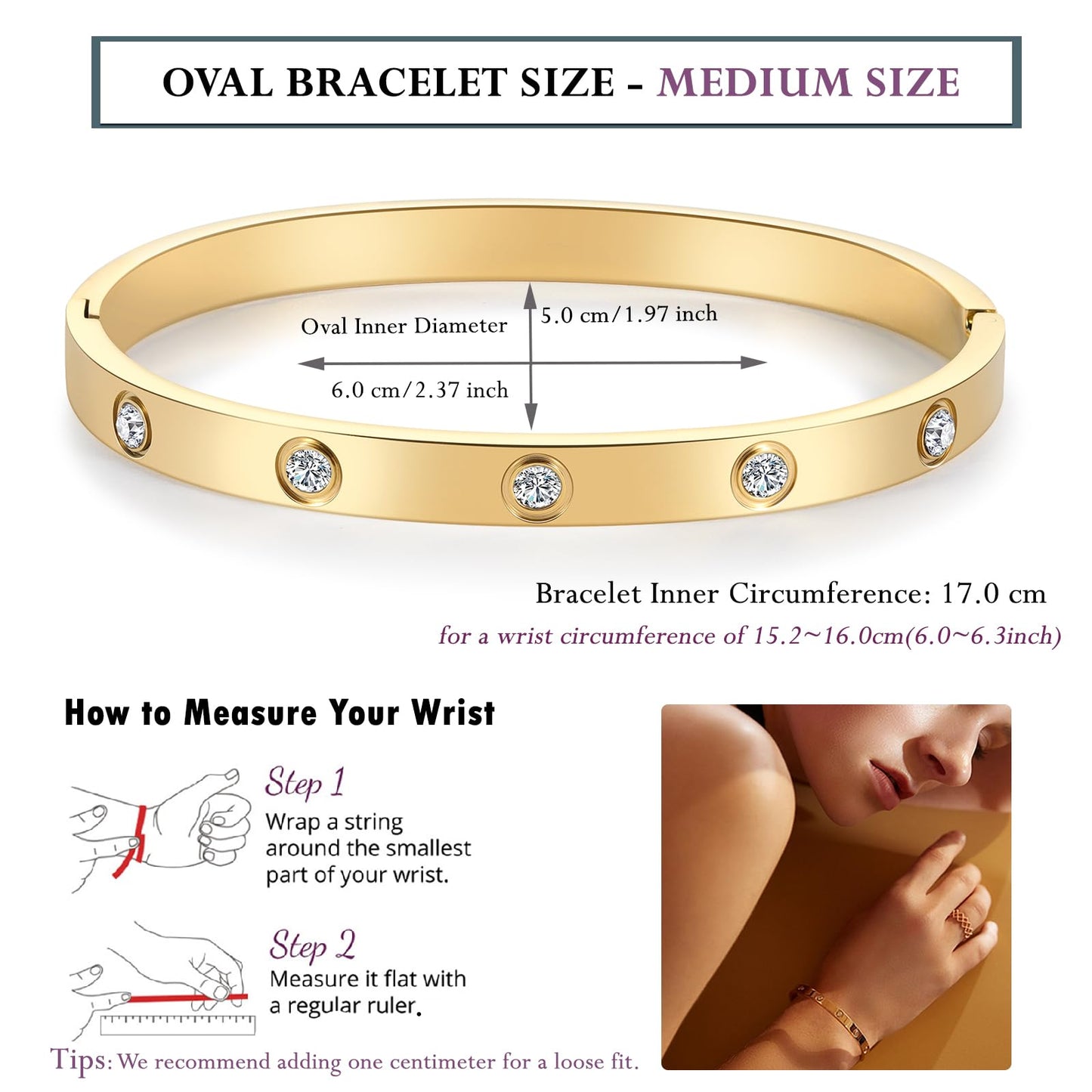 RIMRIVA 18K Gold-plated Bracelets for Women Stack Love Bangle Bracelets Trendy Stainless Steel Friendship Anniversary Wedding Jewelry Stocking Stuffers Christmas Birthday Gifts Women Wife Mom