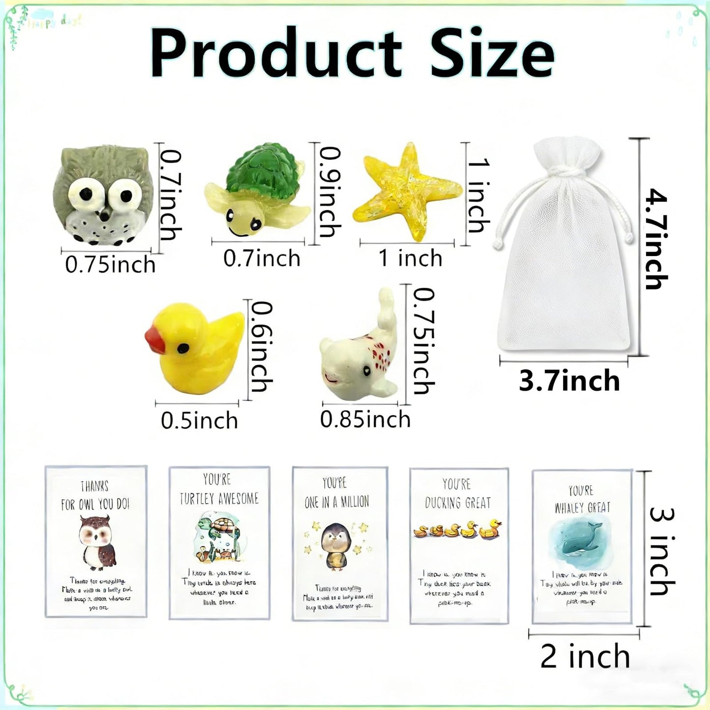 EYRBVX 25 Sets Employee Appreciation Gifts Bulk Animal Pun Note Cards Team Staff Thank You Gift For Coworkers, Gratitude and Inspiration Resin Animals With Thank You Cards, Daily Cards For Office Teacher Graduation Volunteer Nurse