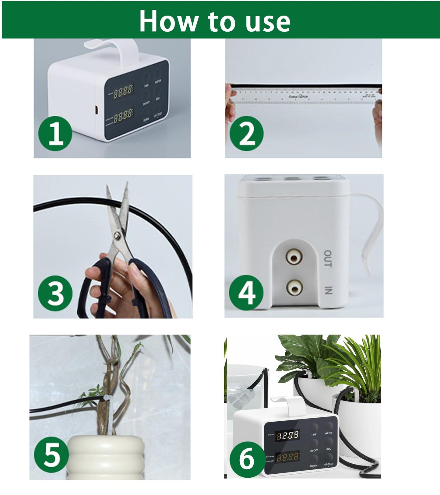 Automatic Plant Watering System, Indoor Self Watering Device with Large Display for 15 Potted Plants, Drip Irrigation System for Vacation
