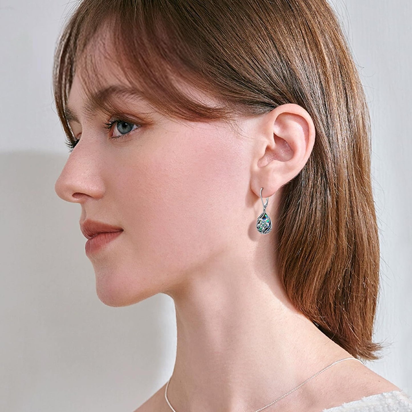 YYmqmq Abalone Turtle Earrings for Women 925 Sterling Silver Tree of Life Dangle Earrings Ocean Jewelry Sea Turtle Gifts for Women Girlfriend Mom