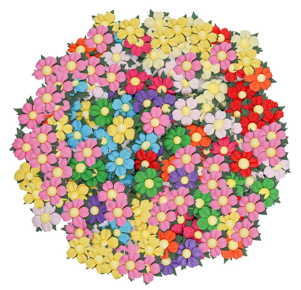 DUONGJAIS BRAND Handmade 100 Pcs Lovely Mulberry Paper Flowers 30x30mm Scrapbooking Wedding DIY Craft Supplies Card Paper Flowers Craft Projects Artificial Flowers. (.10 Colors..)