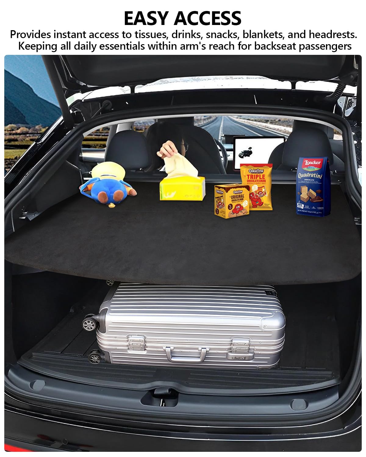 cybtkcar for Tesla Trunk Cargo Cover Model Y Juniper 2025 2026 Trunk Storage Board Model Y Accessories Storage Dividers Layered Partition Board Shield Shade Anti-Spy Luggage Privacy