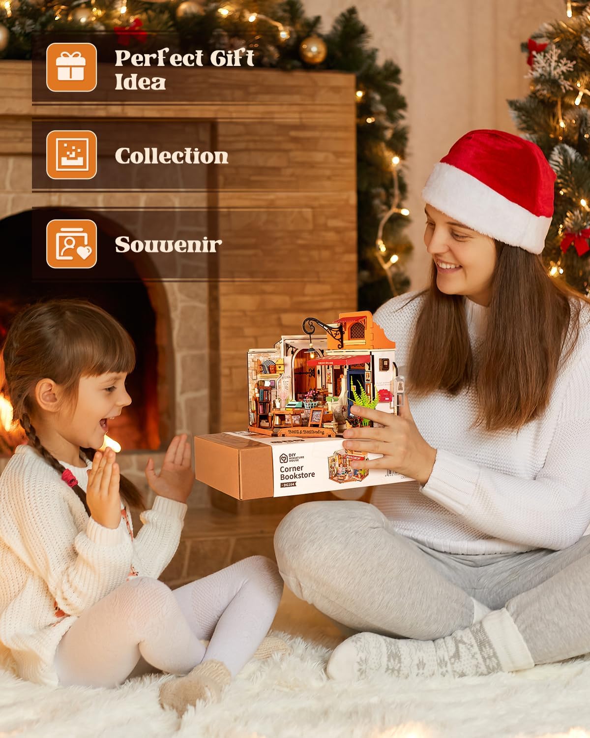 Rowood Miniature House Kit,Mother's Day Mini House Building Kit with LED,DIY Dollhouse Craft Kits for Adults,Birthday for Women Ages 14+(Corner Bookstore)