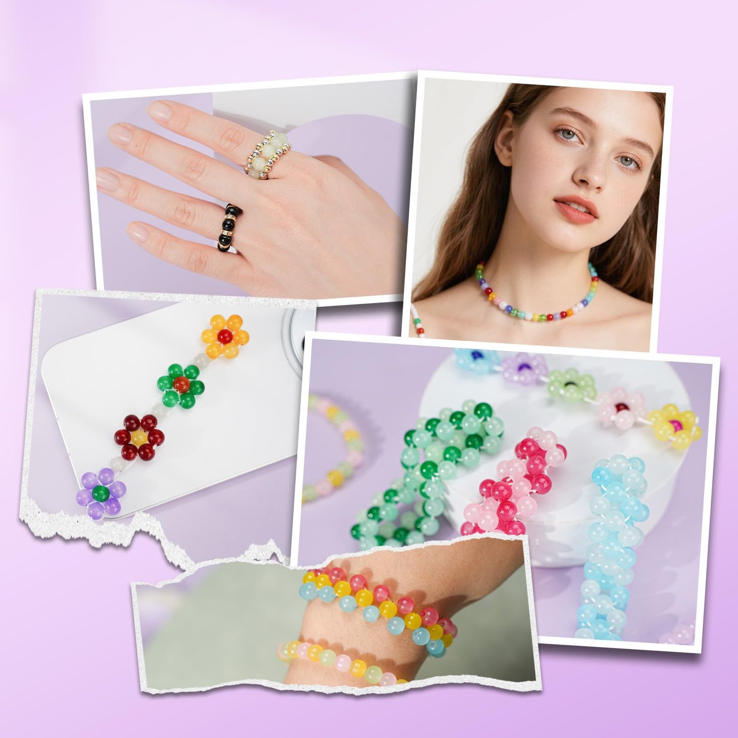 Sunlode Glass Beads for Bracelets 1400pcs Bracelet Making Kit 6mm Glass Bead for Jewelry Making Bracelet Beads 24 Colors Crystal Beads Adult Jewelry Making Supplies Round Glass Beads for Crafts