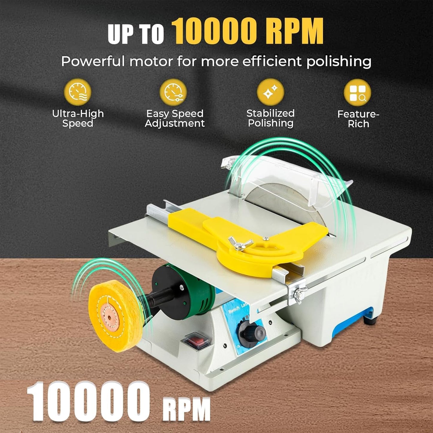 5-in-1 Mini Table Saw Lapidary Saw for Cutting Rocks for Crafts Lapidary Equipment for DIY Gem Stone Rock Grinding Woodworking Carving